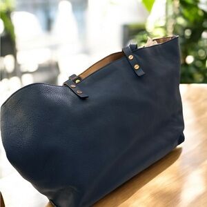 CHLOE Blue Leather Dilan East-West Tote Bag